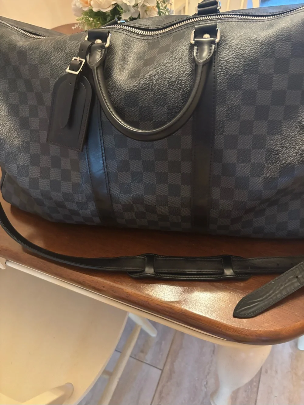 Black Checkered Men's Travel Duffel Bag - Louis Vuitton